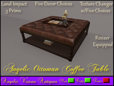 Second Life Marketplace - Angelic Ottoman Coffee Table